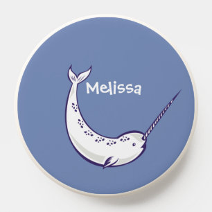 Blue Narwhal Personalized Keychain PopSocket