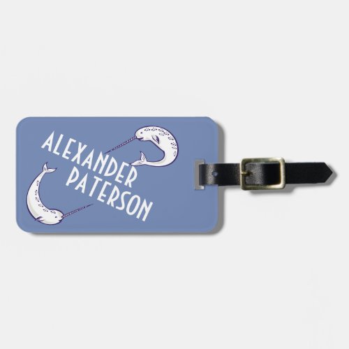 Blue Narwhals Personalized Luggage Tag
