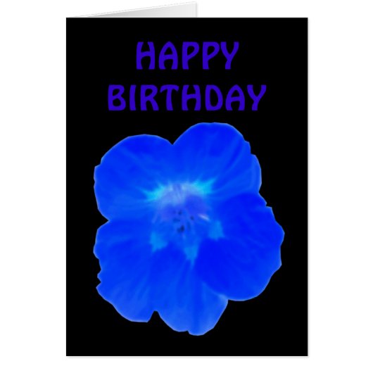 Blue Nasturtium Customizable Birthday Card (Front)