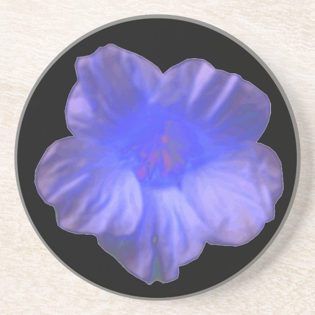 Blue Nasturtium Flower Coasters (Front)