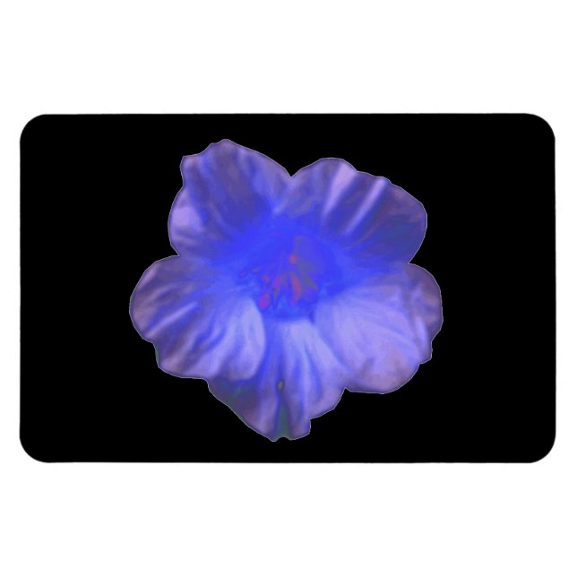 Blue Nasturtium Flower Premium Magnet (Horizontal)