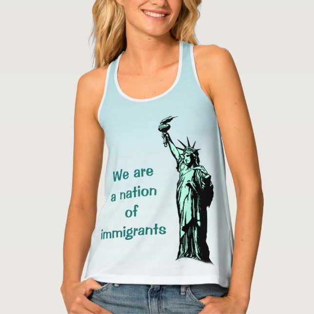 Blue Nation of Immigrants Resist Tank Top (Front)