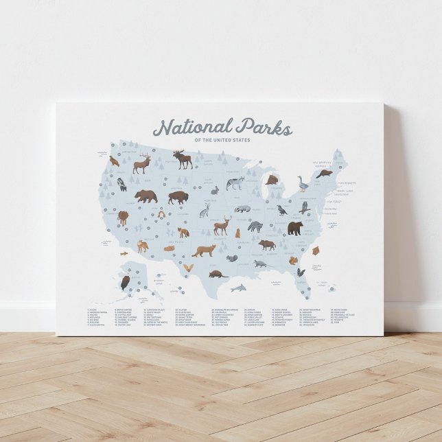 Blue National Parks Map Woodland Nursery Decor (Creator Uploaded)