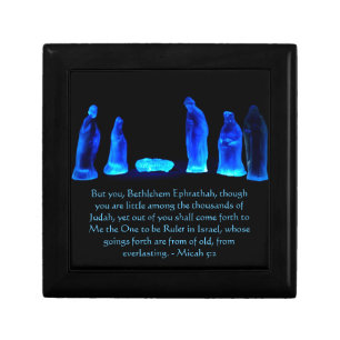 Blue Nativity Christmas Keepsake Box