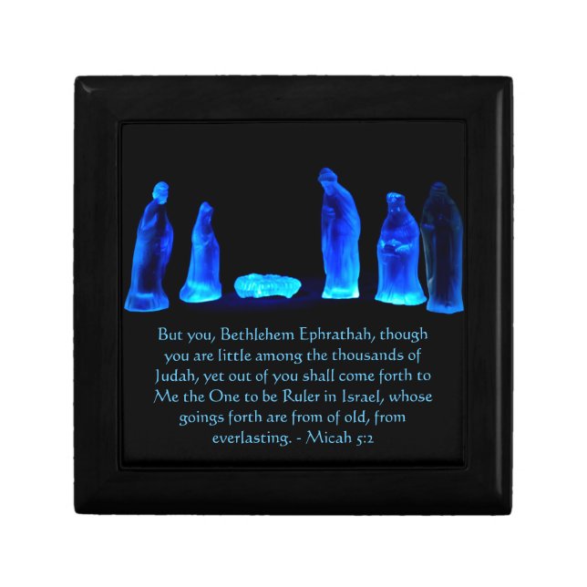 Blue Nativity Christmas Keepsake Box (Front)