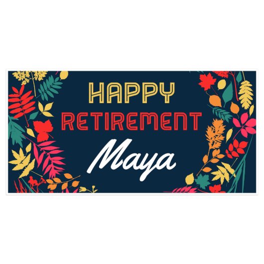 Blue Nature Pattern Happy Retirement Party Banner (Front)