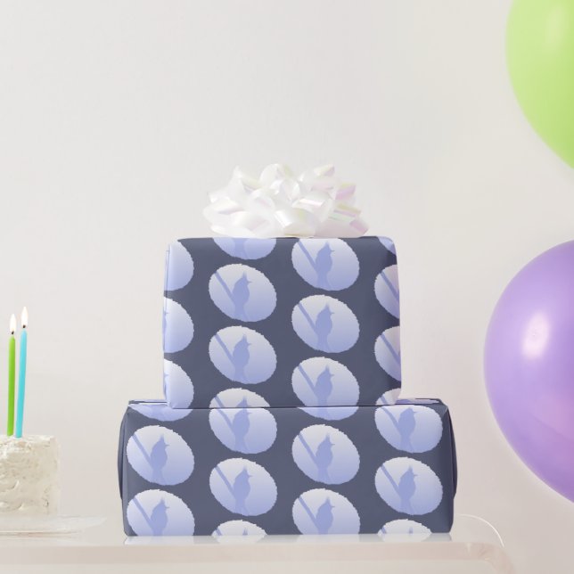 Blue Nature Peaceful Animal Bird Silhouette Wrapping Paper (Party Gifts)