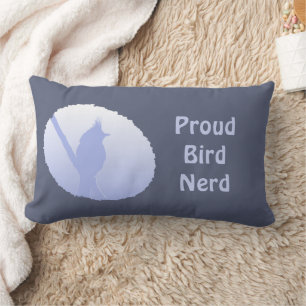 Blue Nature Silhouette Birder Proud Bird Nerd Lumbar Pillow