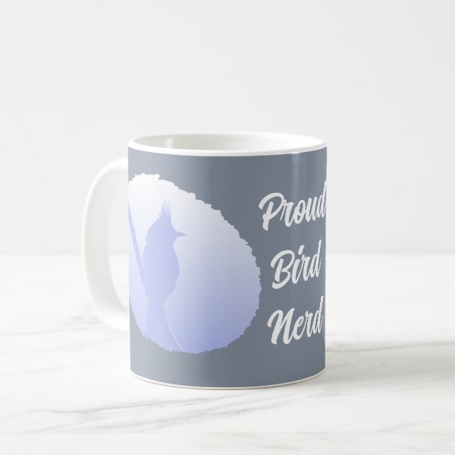 Blue Nature Silhouette Proud Bird Nerd Coffee Mug (Front Left)