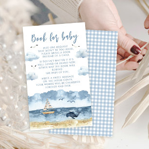 Blue nautical Ahoy it's a boy book for baby shower Enclosure Card