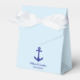 Blue Nautical Anchor Beach Destination Wedding Favor Boxes