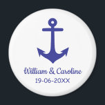 Blue Nautical Anchor Beach Destination Wedding Magnet<br><div class="desc">Blue nautical anchor wedding items for beach,  tropical or destination wedding</div>