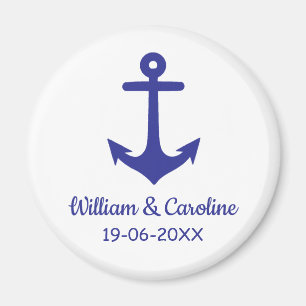 Blue Nautical Anchor Beach Destination Wedding Magnet