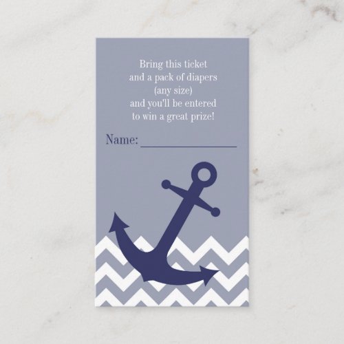 Blue Nautical Anchor Chevron Diaper Raffle Ticket Double-Sided Standard Business Cards (Pack Of 100)