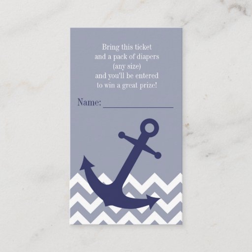 Customizable Blue Nautical Anchor Chevron Diaper Raffle Ticket Double-Sided Standard Business Cards (Pack Of 100)