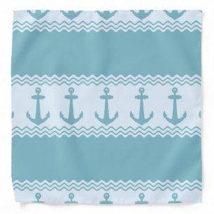 Blue Nautical Anchor Coastal Stripes Bandana