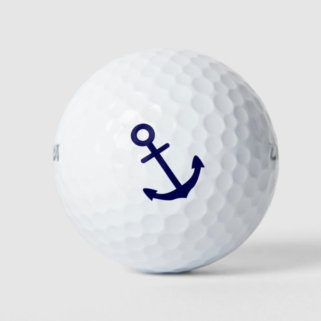 Blue Nautical Anchor Golf Balls (Front)