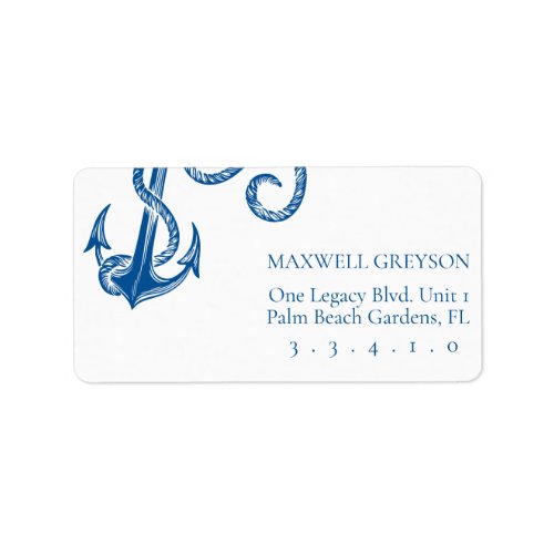 Blue Nautical Anchor Label