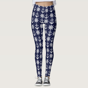Blue Nautical Anchor Leggings
