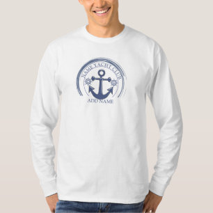 Blue Nautical Anchor marina yacht club boat Name T-Shirt