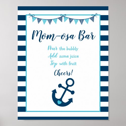 Blue Nautical Anchor Mimosa Bar Poster