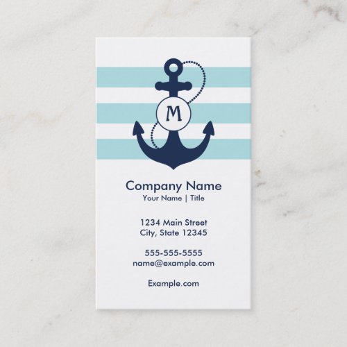 Nautical Anchor Monogram Business Cards