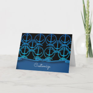 Blue Nautical Anchor Motif 2 Card