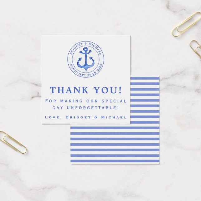 Blue Nautical Anchor - Nautical Wedding Thank You (Office)