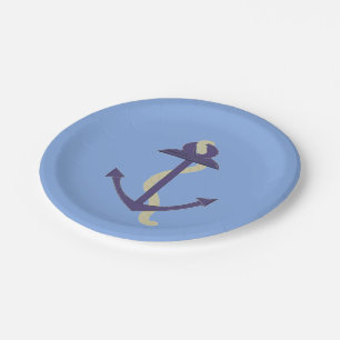 Blue Nautical Anchor Paper Plates