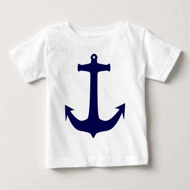 Blue Nautical anchor pattern Baby T-Shirt (Front)