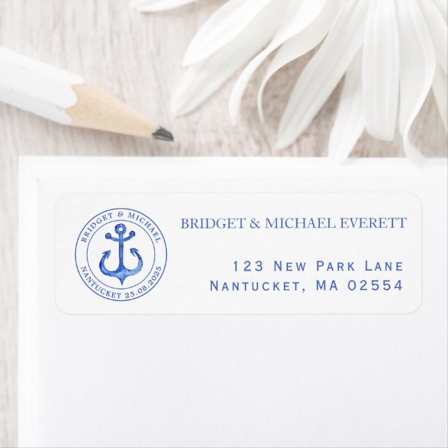 Blue Nautical Anchor | Personalized Wedding Label (Insitu)