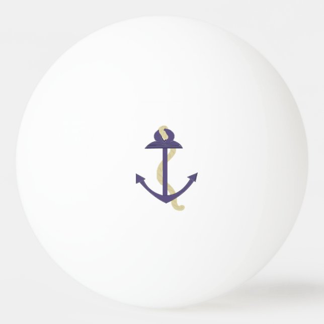 Blue Nautical Anchor Ping-Pong Ball (Front)