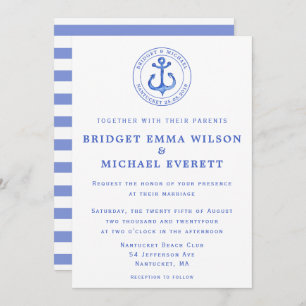Blue Nautical Anchor Wedding Invitation