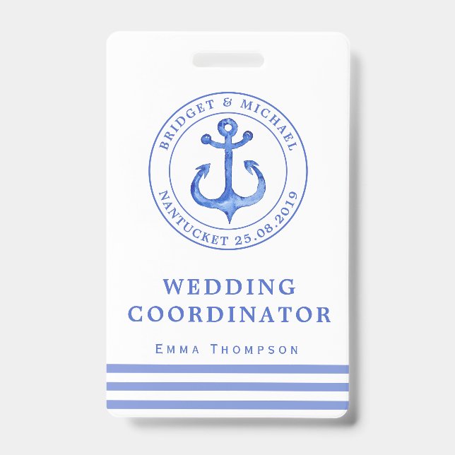 Blue Nautical Anchor | Wedding Planner Badge (Front)