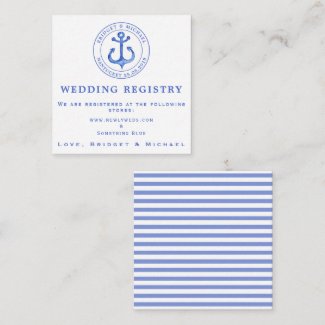 Blue Nautical Anchor  Wedding Registry Insert Card