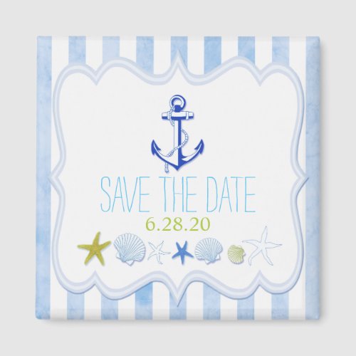 Blue Nautical Anchor Wedding Save the Date Magnet