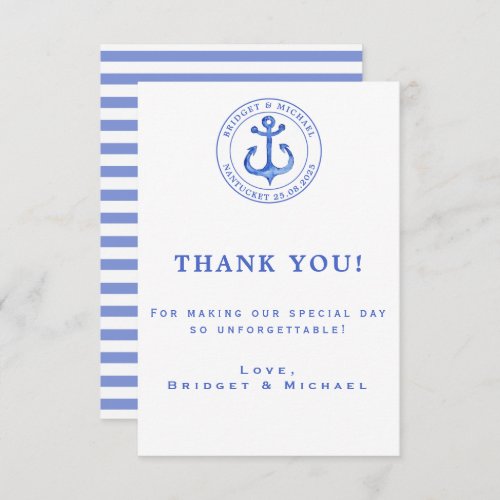 Blue Nautical Anchor  Wedding Thank You