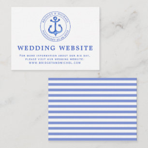 Blue Nautical Anchor   Wedding Website Information Enclosure Card
