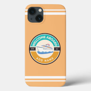 Blue Nautical Anchor yacht club boat marina Name iPhone 13 Case