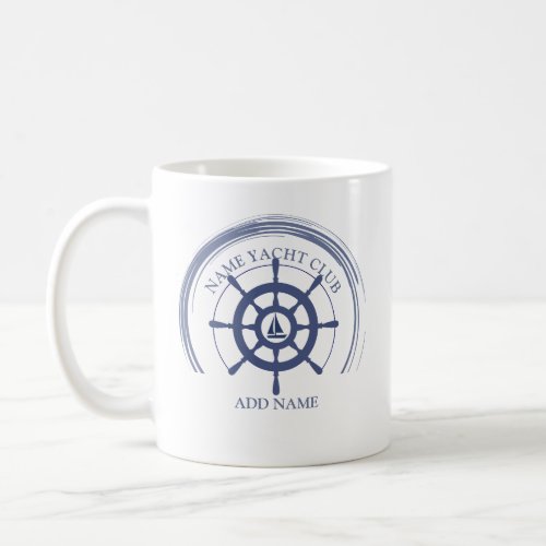 Blue Nautical Anchor yacht club boat marina Name Coffee Mug