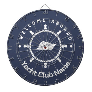 Blue Nautical Anchor yacht club boat marina Name Dart Board