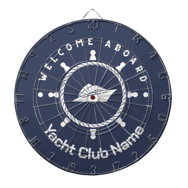 Blue Nautical Anchor yacht club boat marina Name Dart Board (Front)