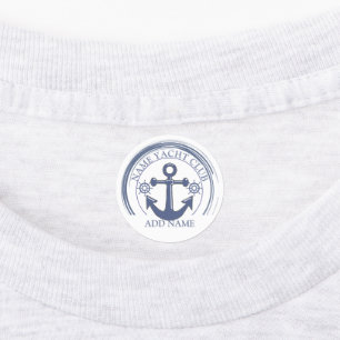 Blue Nautical Anchor yacht club boat marina Name   Kids' Labels