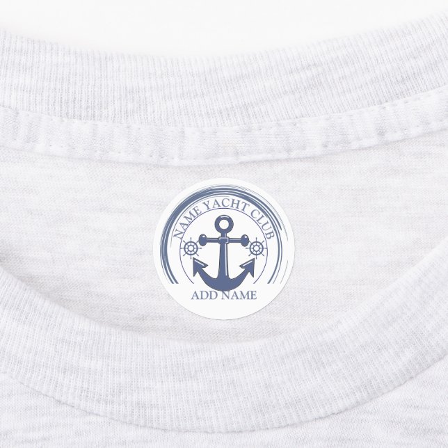 Blue Nautical Anchor yacht club boat marina Name   Kids' Labels (Affixed)