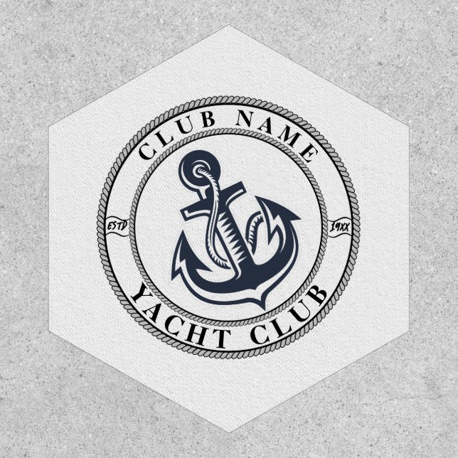 Blue Nautical Anchor yacht club boat marina Name Patch (Front)