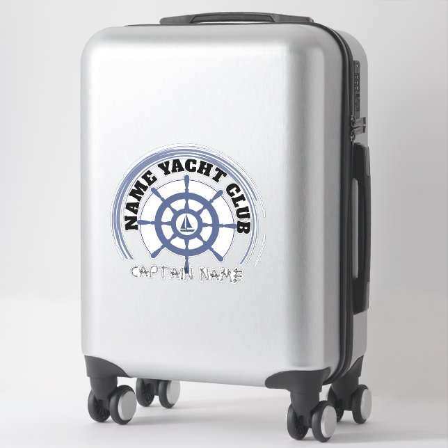 Blue Nautical Anchor yacht club boat marina Name Sticker (Suitcase)