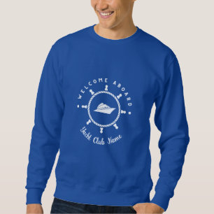 Blue Nautical Anchor yacht club boat marina Name Sweatshirt