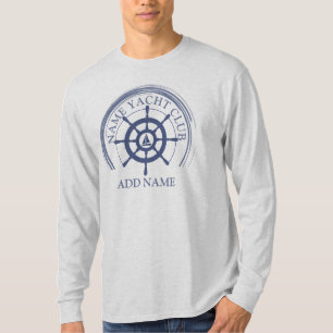 Blue Nautical Anchor yacht club boat marina Name  T-Shirt