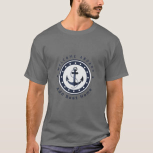 Blue Nautical Anchor yacht club boat marina name T-Shirt