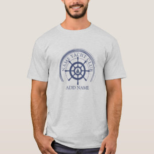 Blue Nautical Anchor yacht club boat marina Name T-Shirt